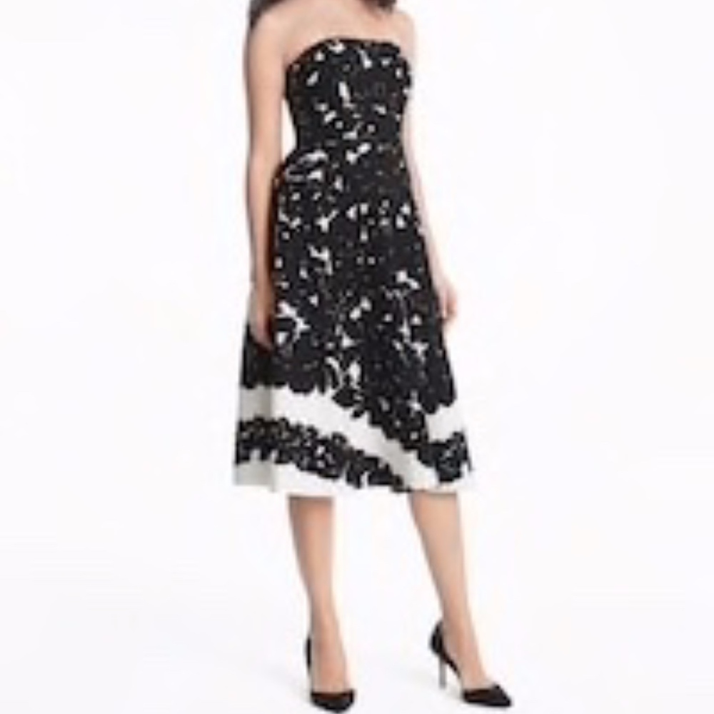 WHBM Strapless Floral Printed Fit-and-Flare Dress